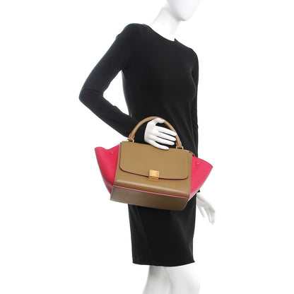 Celine Smooth Calfskin Small Bicolor Trapeze Taupe Fuchsia 2 of 12