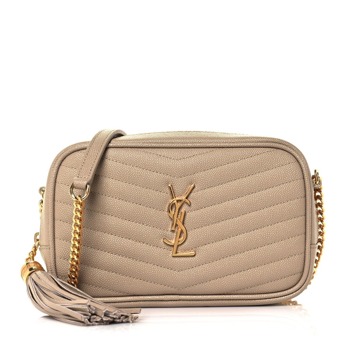 Grain De Poudre Matelasse Monogram Mini Lou Camera Bag Dark Beige