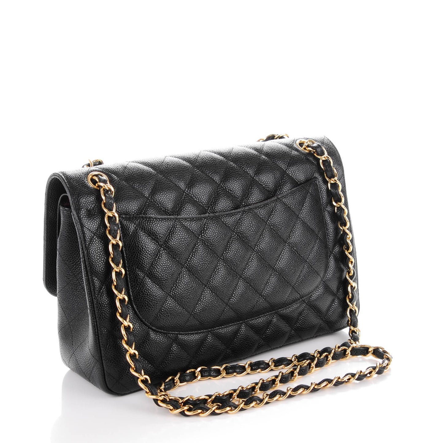 Caviar Quilted Jumbo Double Flap Black