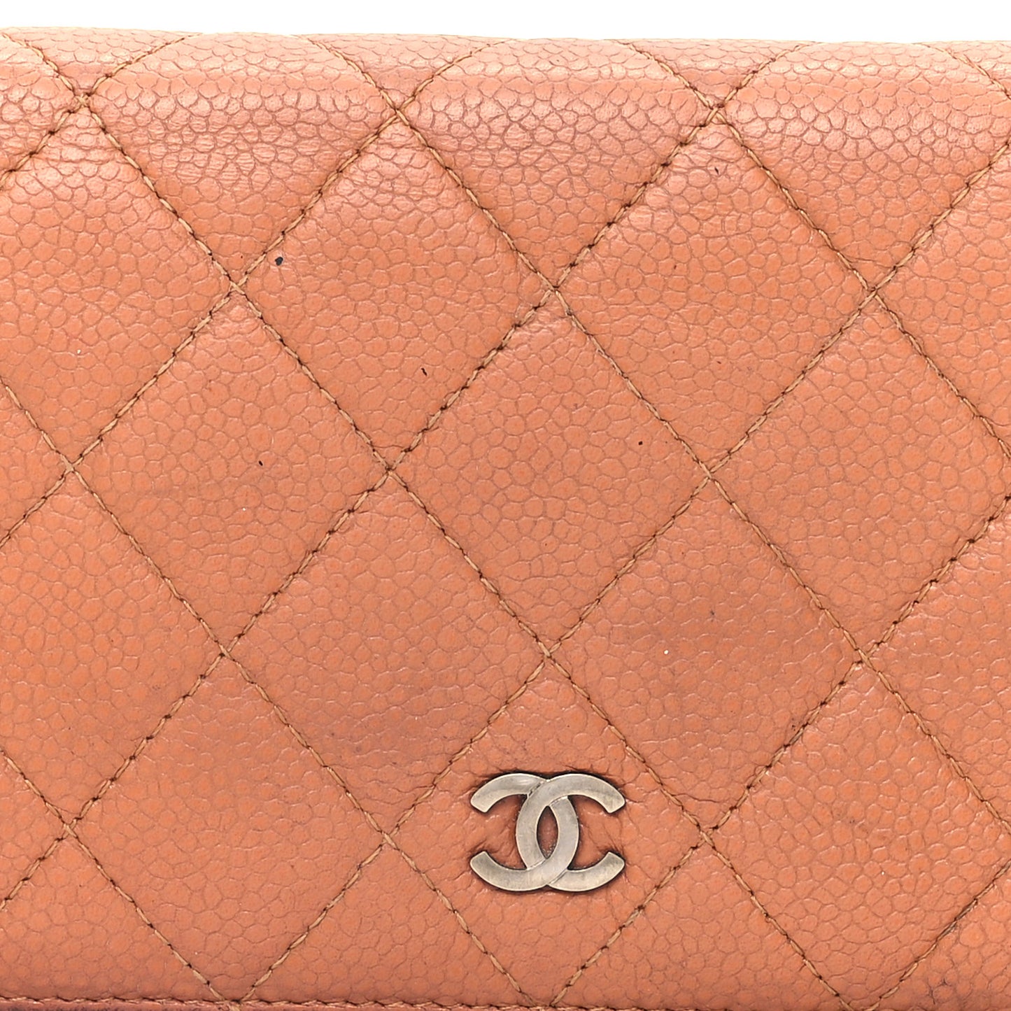 Caviar Quilted Yen Wallet Dark Beige