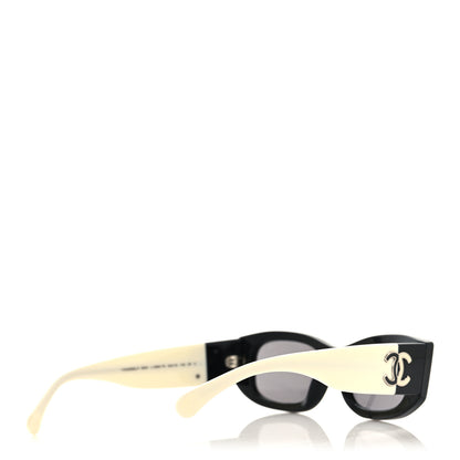 Chanel Acetate Rectangle Sunglasses 5525 Black White 4 of 7