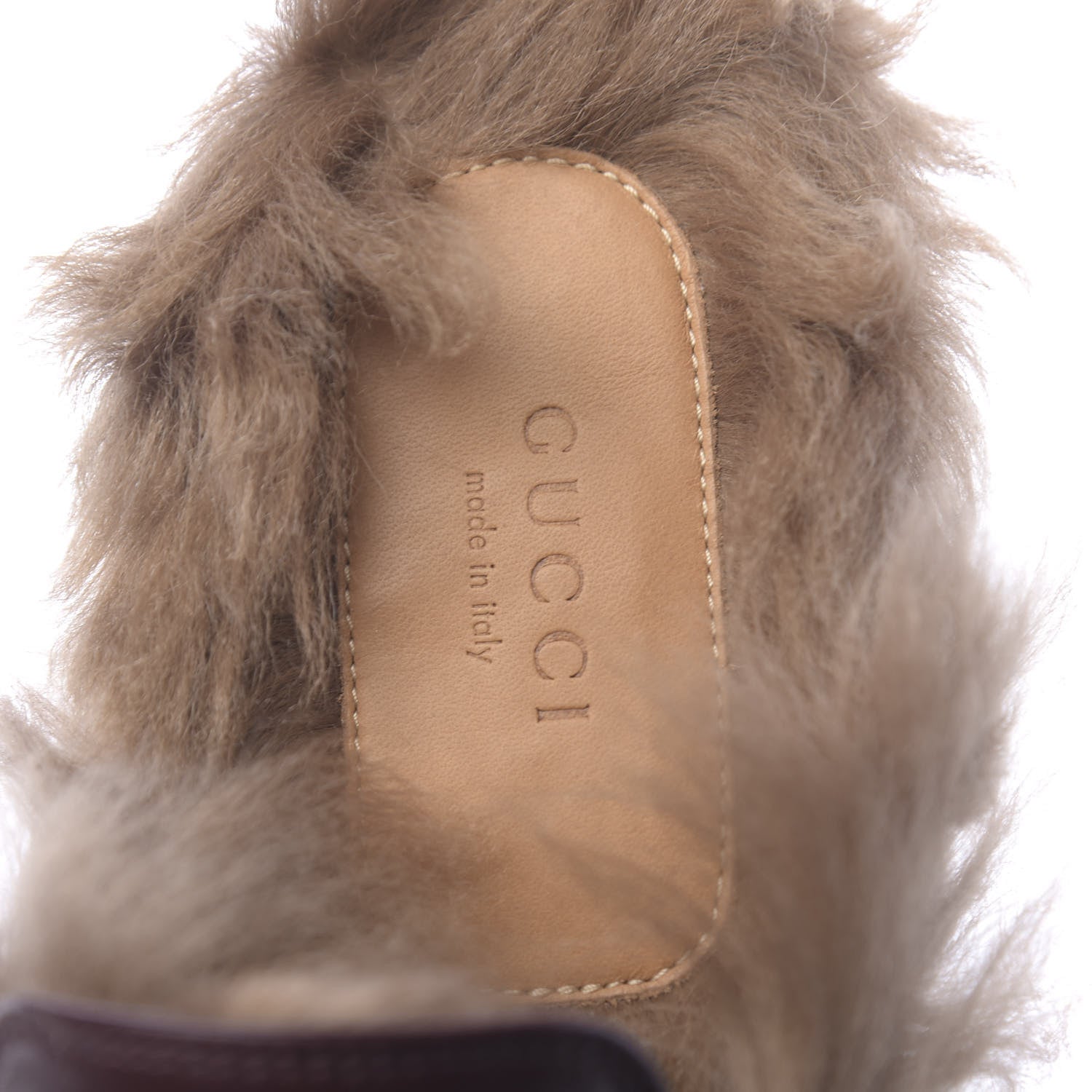 Gucci Malaga Kid Fur Womens Princetown Slippers 40 Vintage Bordeaux 6 of 8