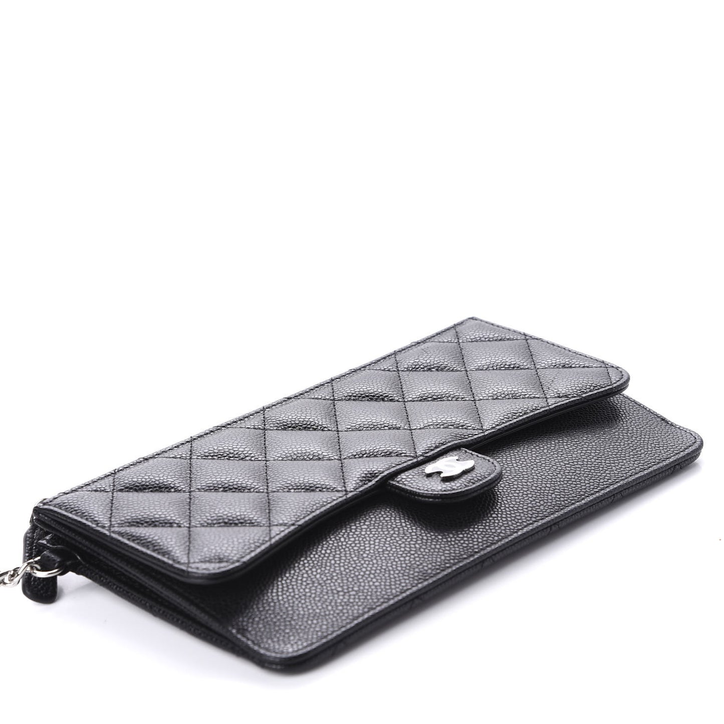Caviar Quilted Classic Pouch With Handle Black