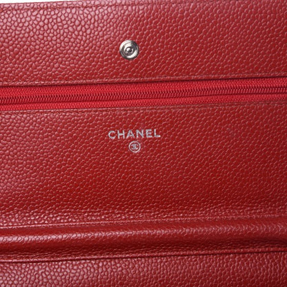 Chanel Caviar Quilted Wallet on Chain WOC Red 6 of 11