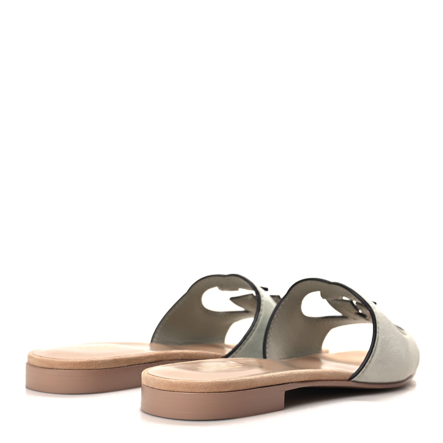 Gucci Kid Scamosciato Interlocking G Cut Out Slide Sandals 36.5 Pale Green 4 of 8
