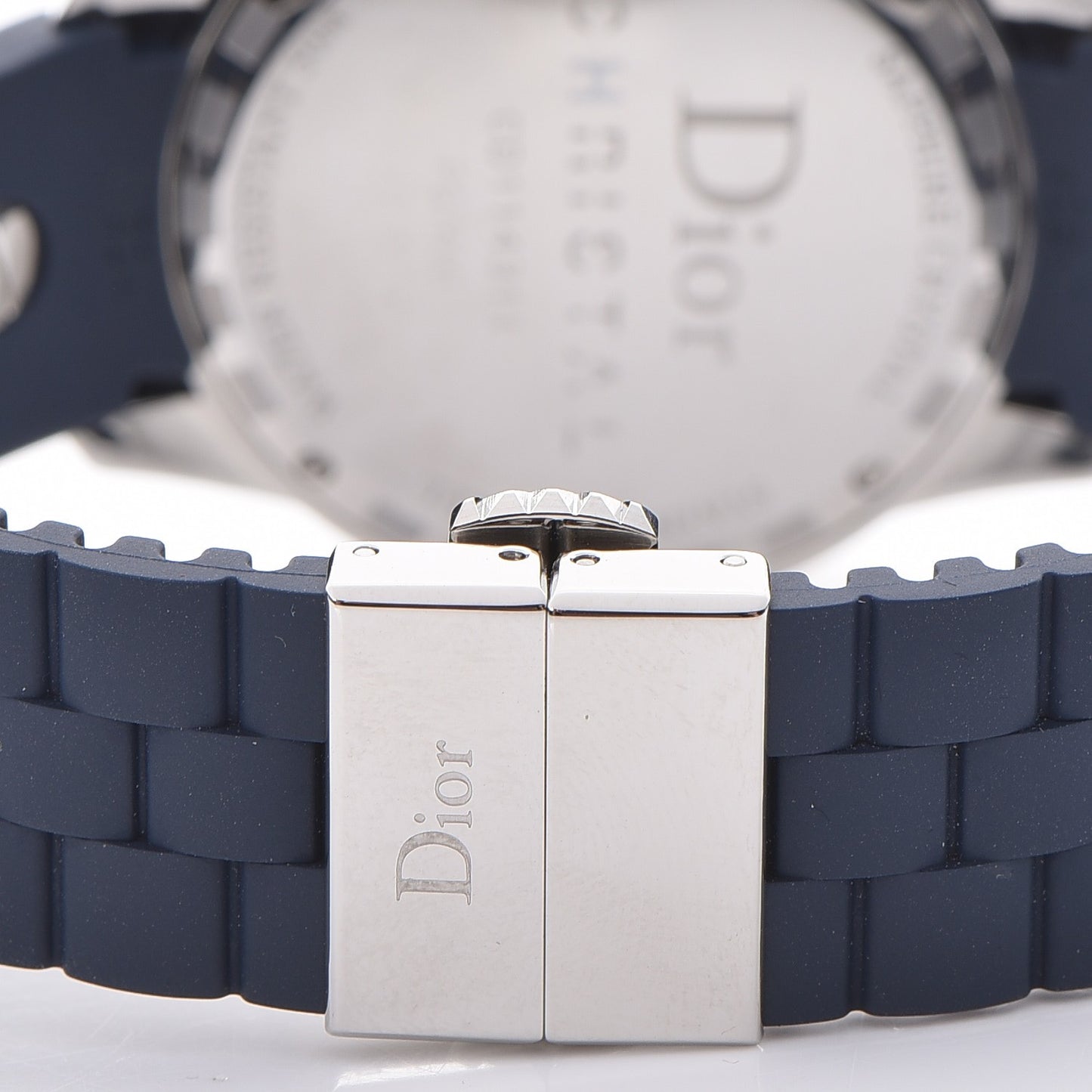 Stainless Steel Rubber Diamond Blue Sapphire 38mm Christal Chronograph Quartz Watch Blue