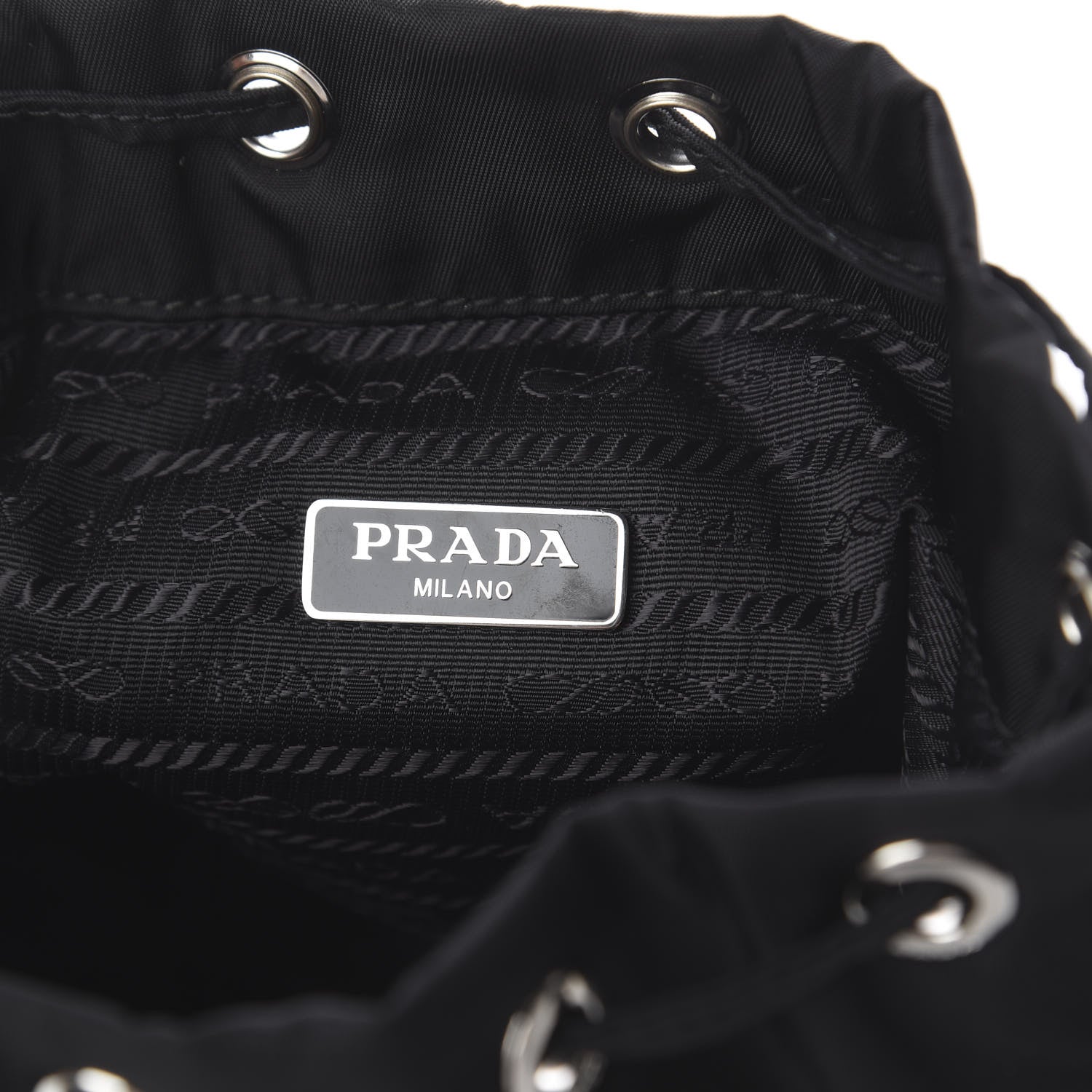 Prada Saffiano Tessuto Nylon Vela Bucket Wristlet Black 7 of 9