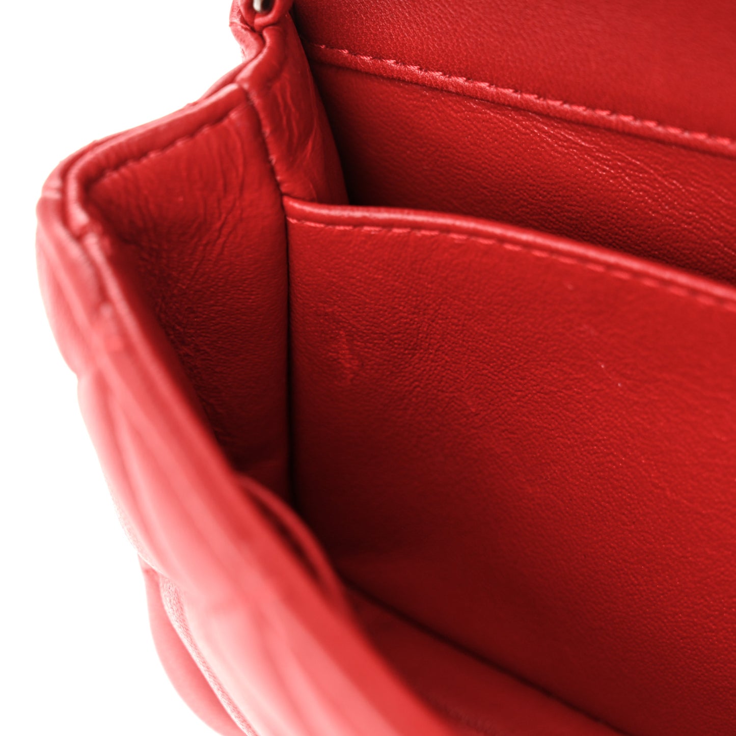 Lambskin Quilted Extra Mini Rectangular Flap Red