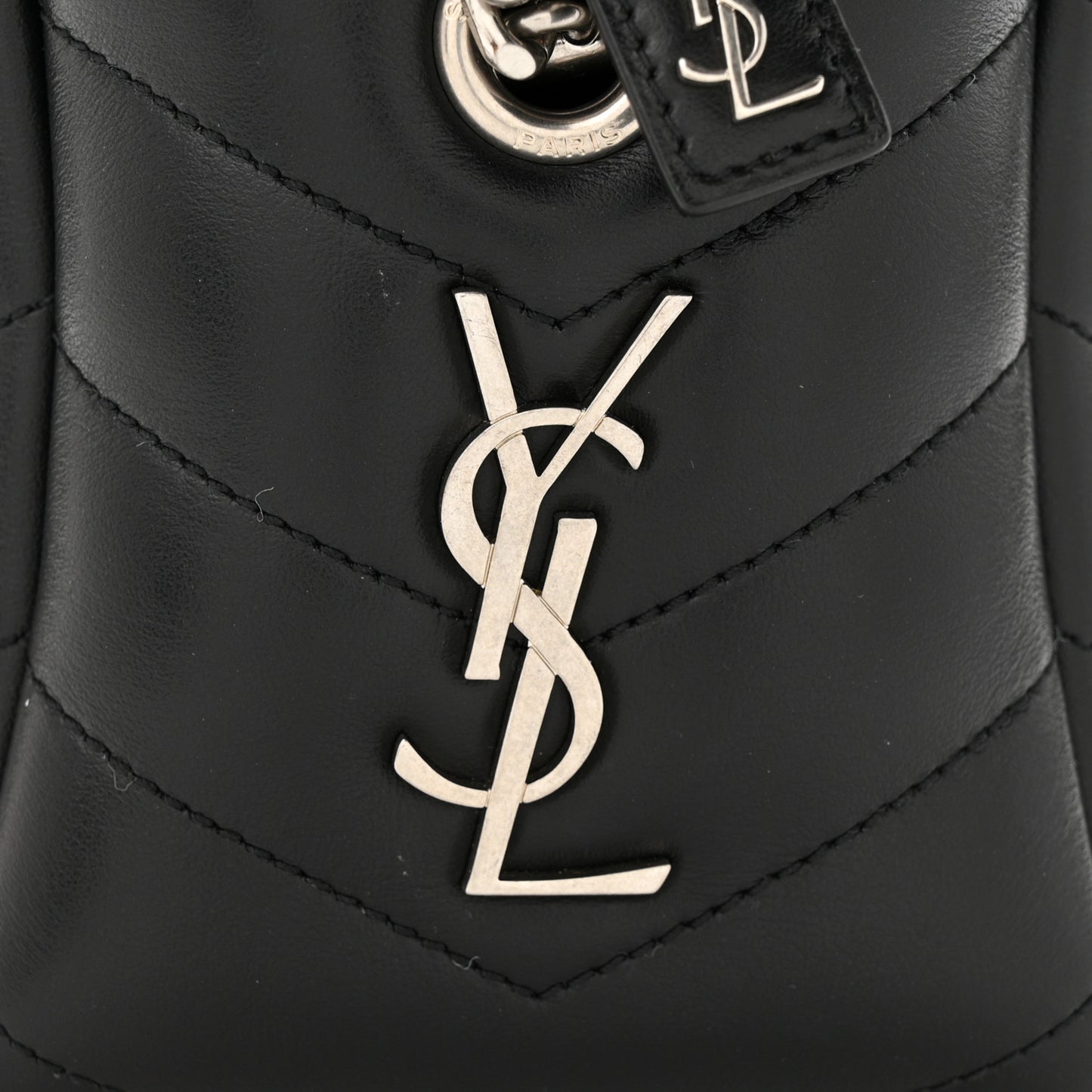 Calfskin Y Quilted Monogram Small Loulou Bowling Bag Black
