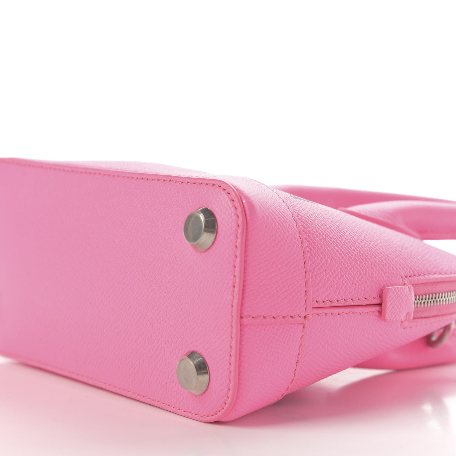 Balenciaga Signature Grained Calfskin Logo XXS Ville Top Handle Bag Acid Pink Black 7 of 9