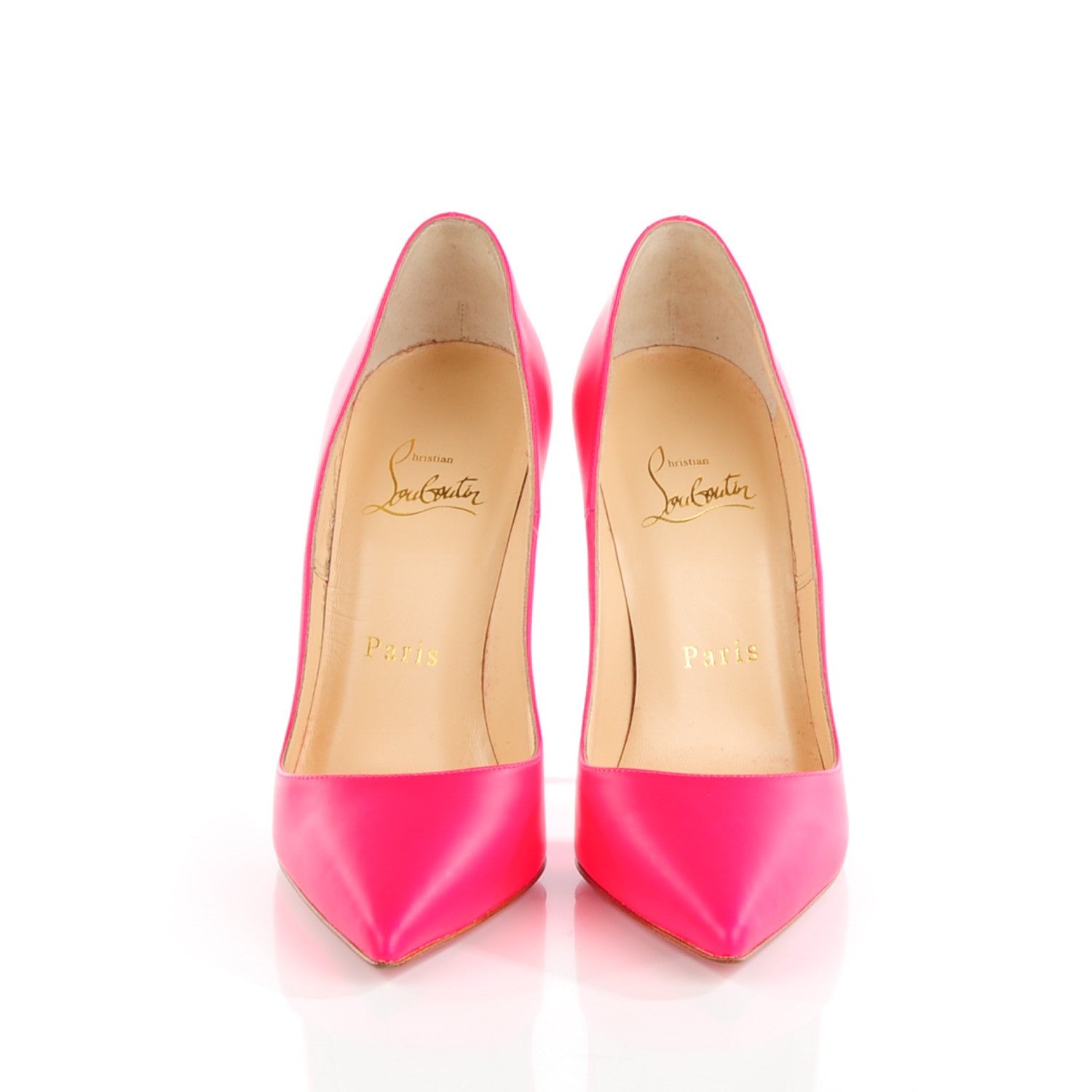 Christian Louboutin Matte Calfskin Jazz Calf Fluo So Kate 120 Pumps 35 Fuchsia White 2 of 8