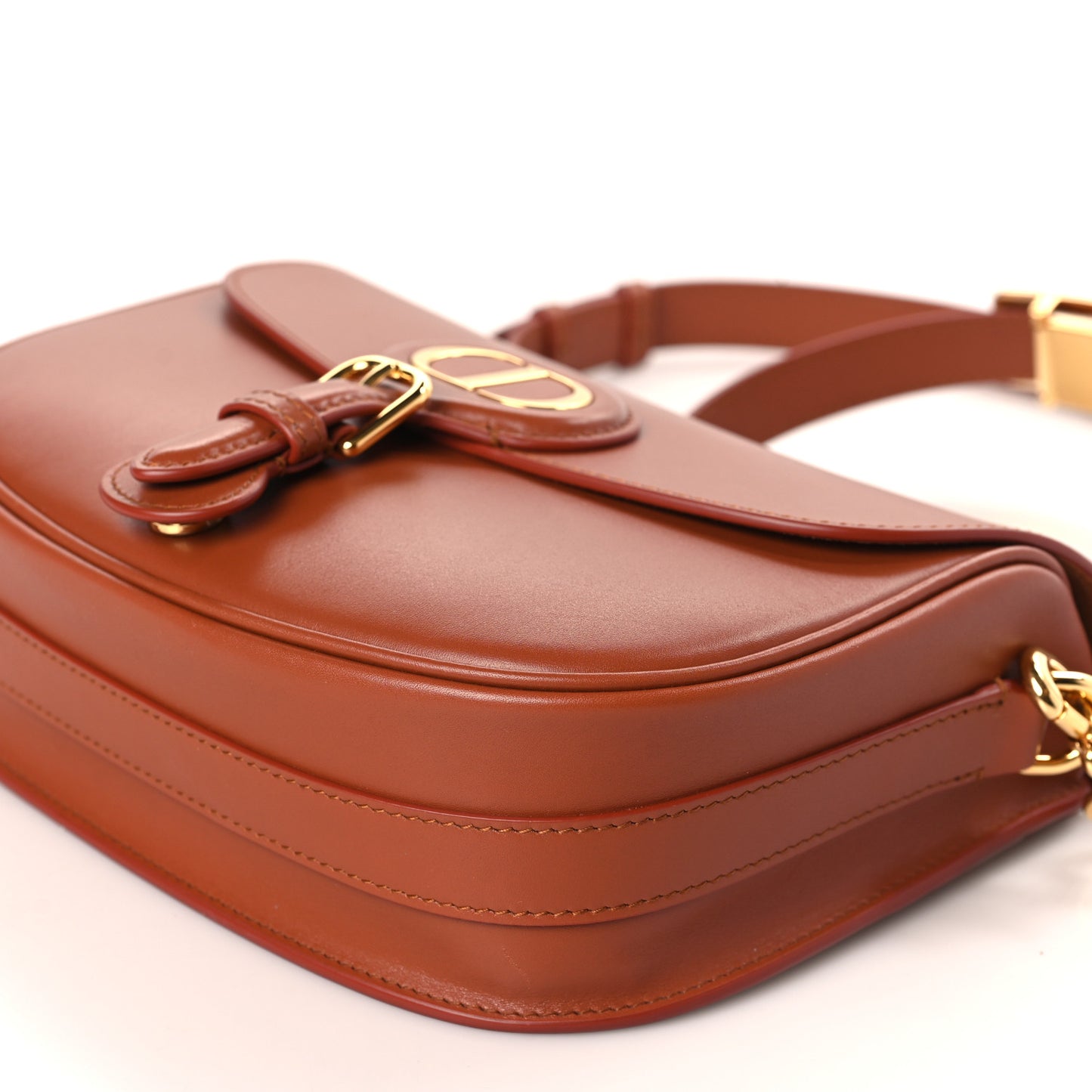 Box Calfskin Medium Bobby Flap Dark Tan