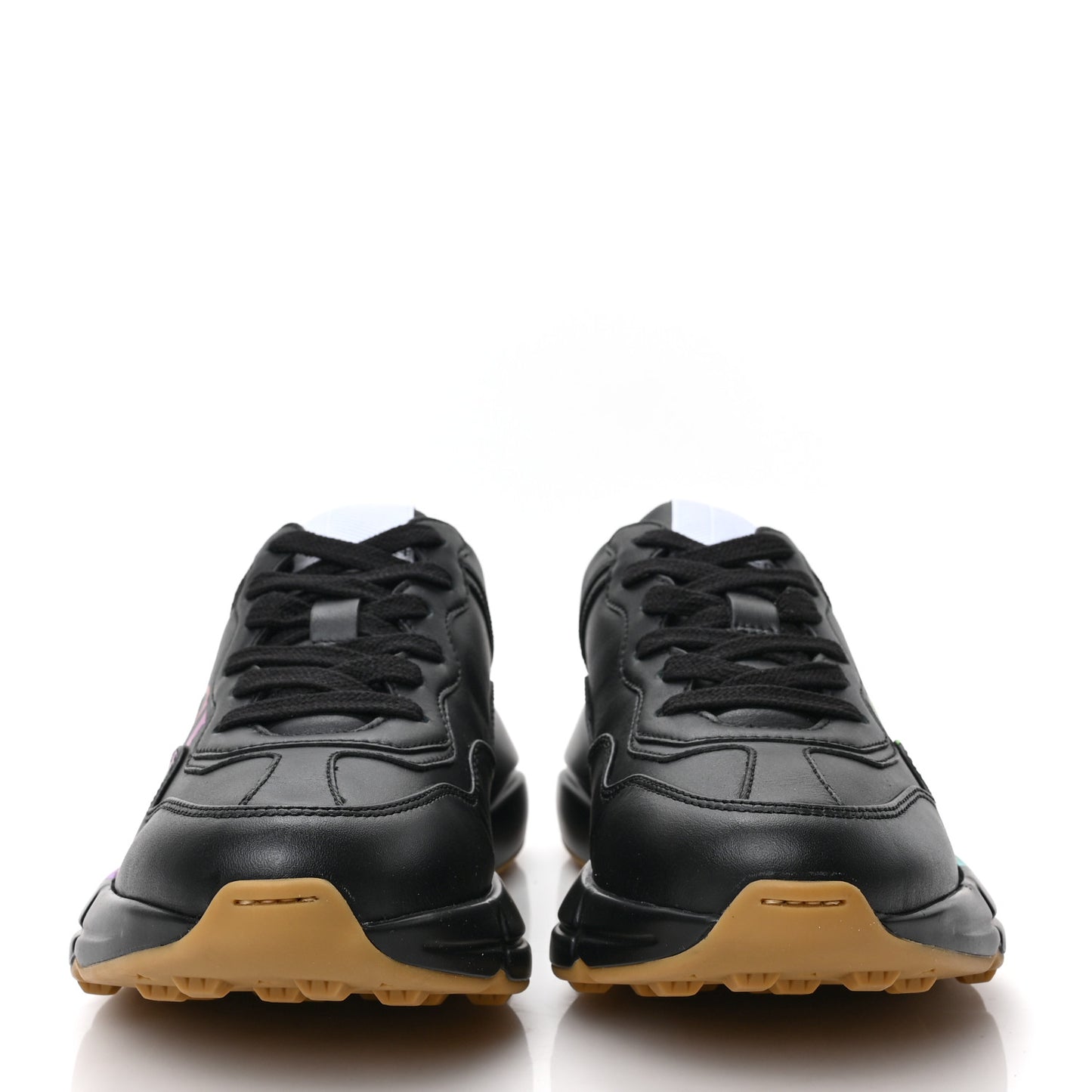 Calfskin Iridescent Logo Womens Rhyton Sneakers 35 Black