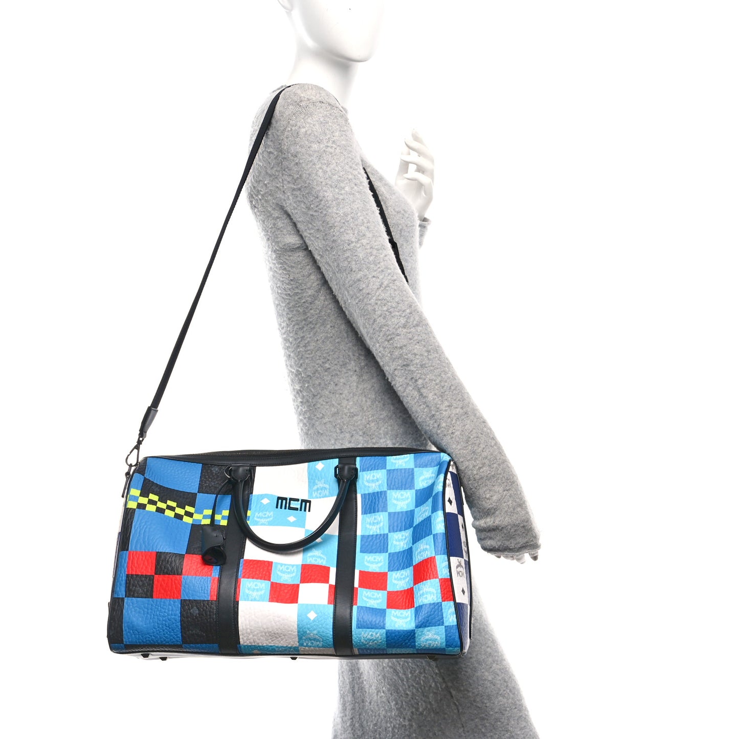 Visetos Ottomar Checkerboard Weekender Duffle Bag Blue Multicolor