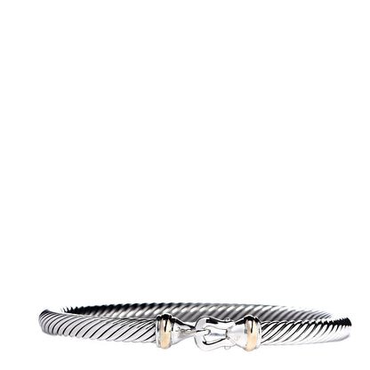 David Yurman Sterling Silver 18K Yellow Gold 5mm Cable Classic Buckle Bracelet 1 of 4