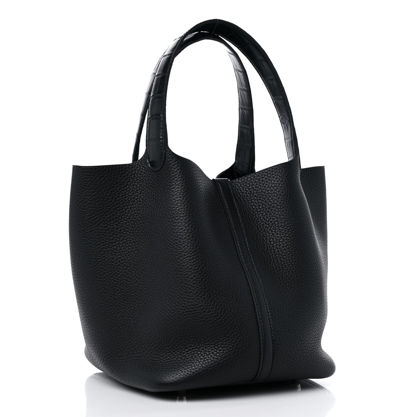 Taurillon Clemence Matte Alligator Picotin Lock Touch 22 MM Black