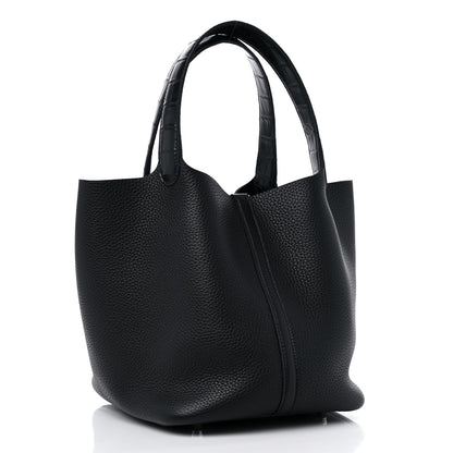 Hermes Taurillon Clemence Matte Alligator Picotin Lock Touch 22 MM Black 3 of 8