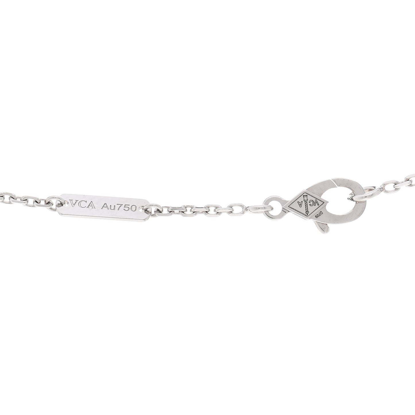 18K White Gold Mother of Pearl Vintage Alhambra Pendant Necklace