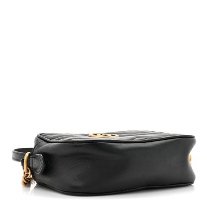 Gucci Calfskin Matelasse Mini GG Marmont Chain Shoulder Bag Black 4 of 14
