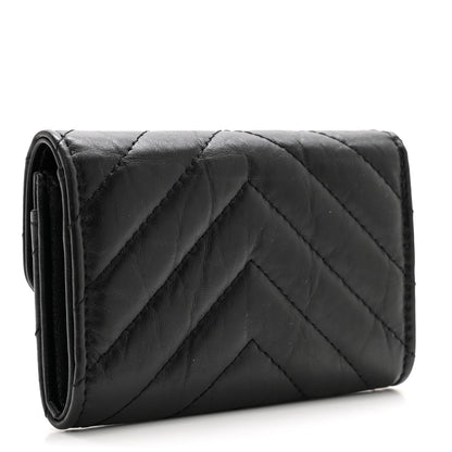 Chanel Aged Calfskin Chevron Quilted Reissue Card Holder Wallet So Black 3 of 10