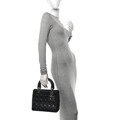 Christian Dior Lambskin Cannage Medium Lady Dior Black 2 of 16