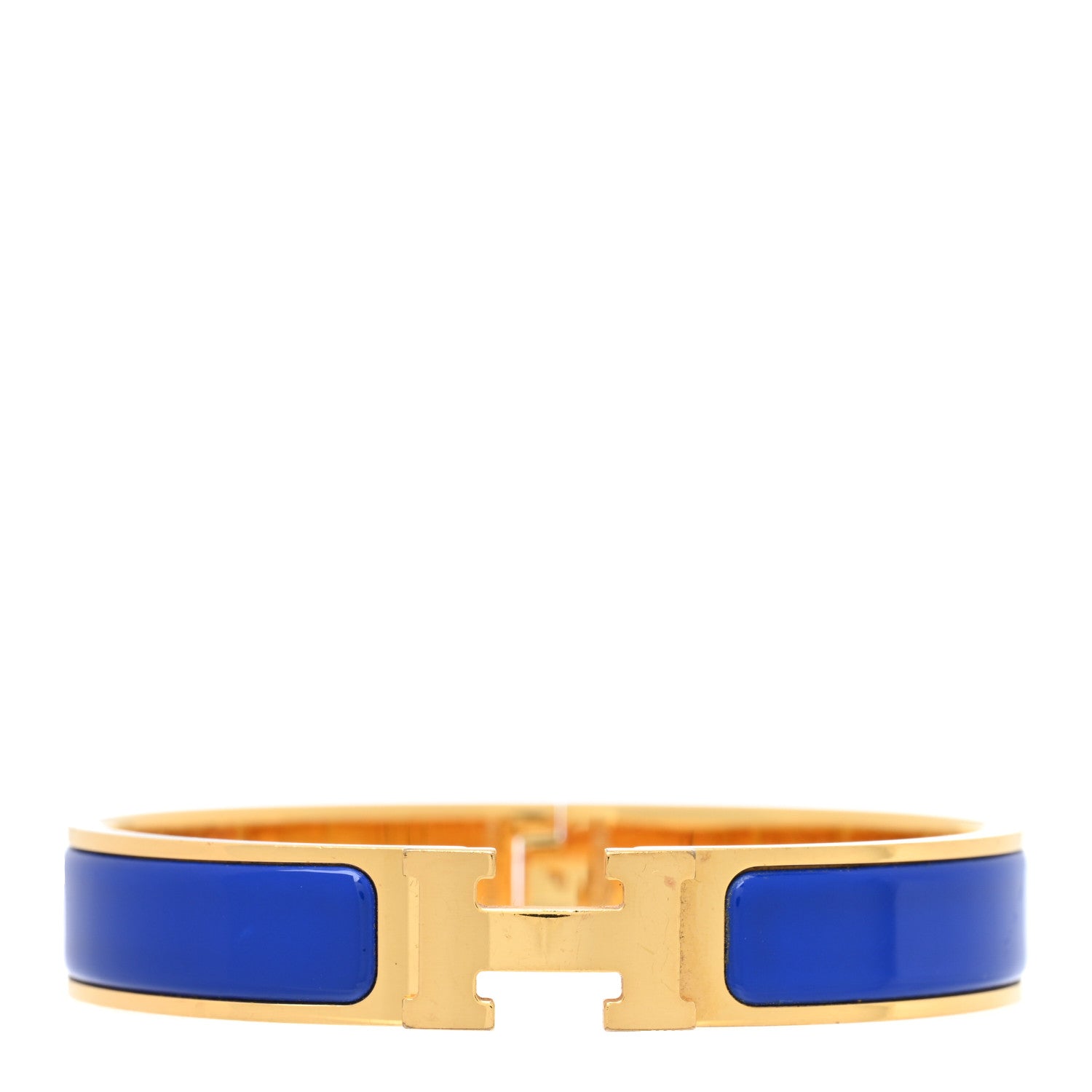 Hermes Narrow Enamel Clic Clac H Bracelet GM Bleu Electrique 1 of 6