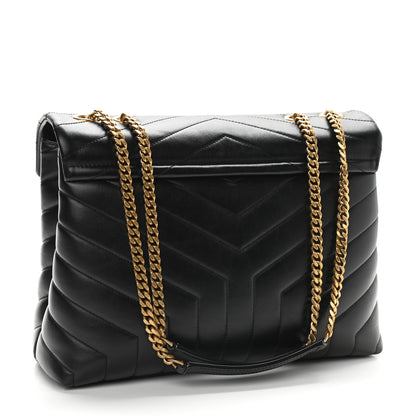 Saint Laurent Calfskin Y Quilted Monogram Medium Loulou Chain Satchel Black 3 of 9