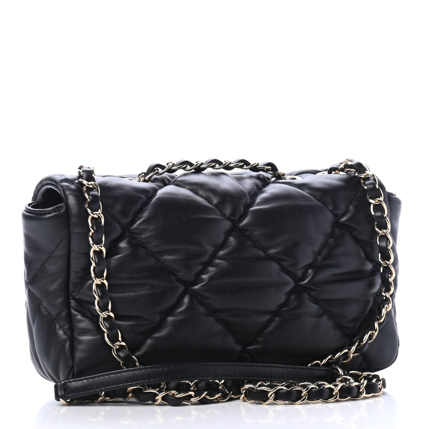 Calfskin Quilted Medium Bubbly Flap Black