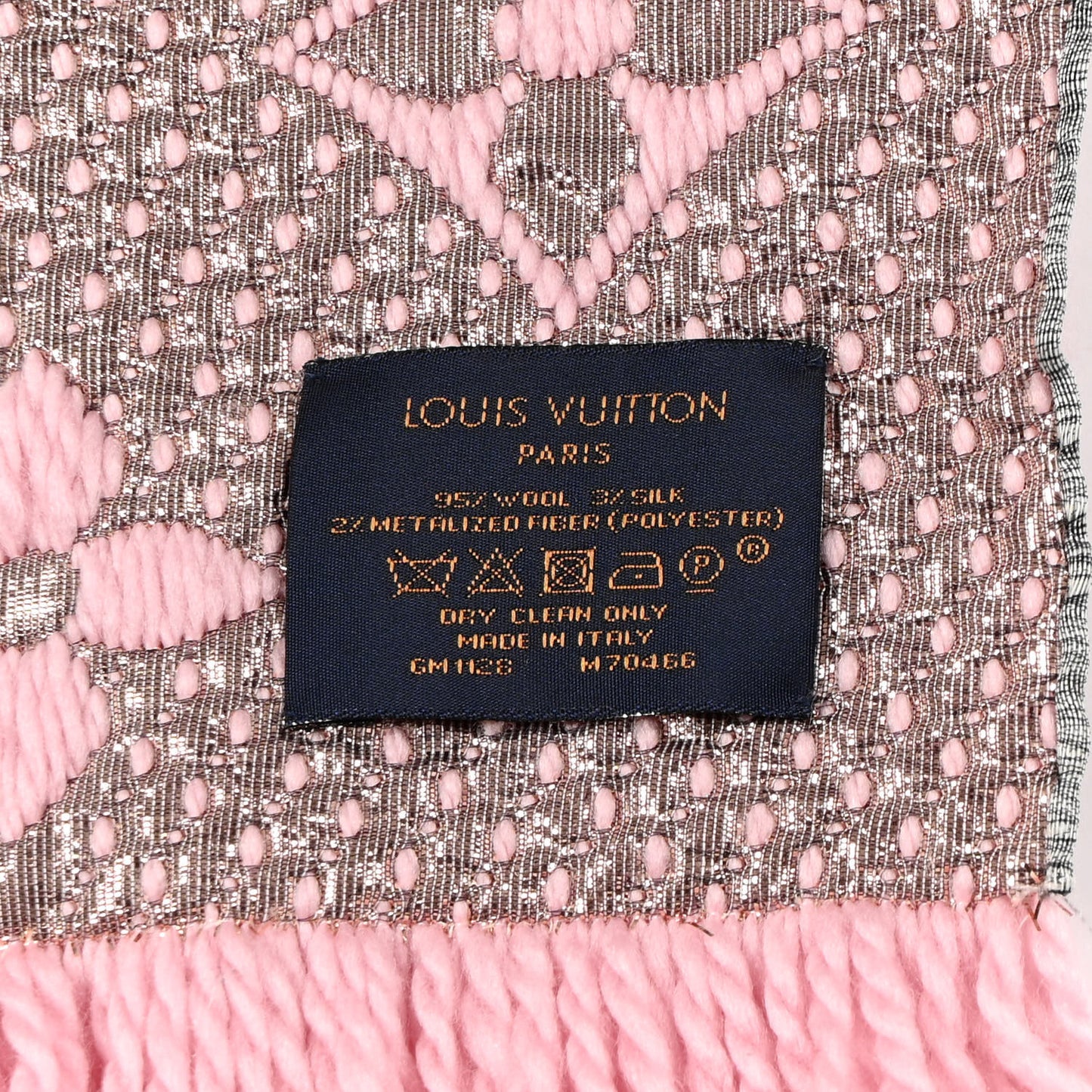 Wool Silk Logomania Shine Scarf Pink