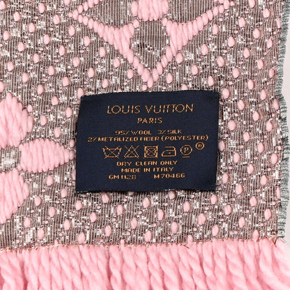 Louis Vuitton Wool Silk Logomania Shine Scarf Pink 3 of 5