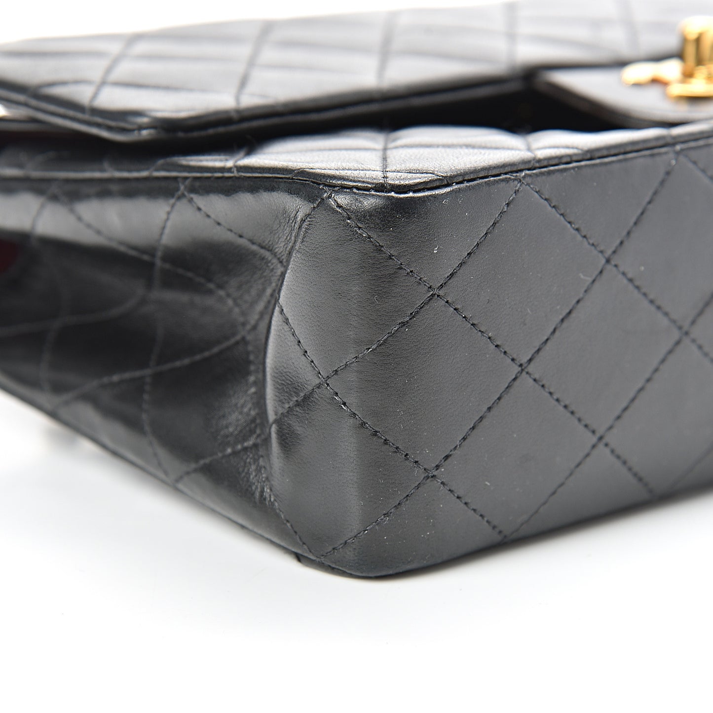 Lambskin Quilted Medium Double Flap Black