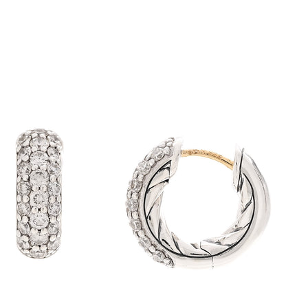 David Yurman Sterling Silver Diamond Mercer Micro Hoop Earrings 1 of 5