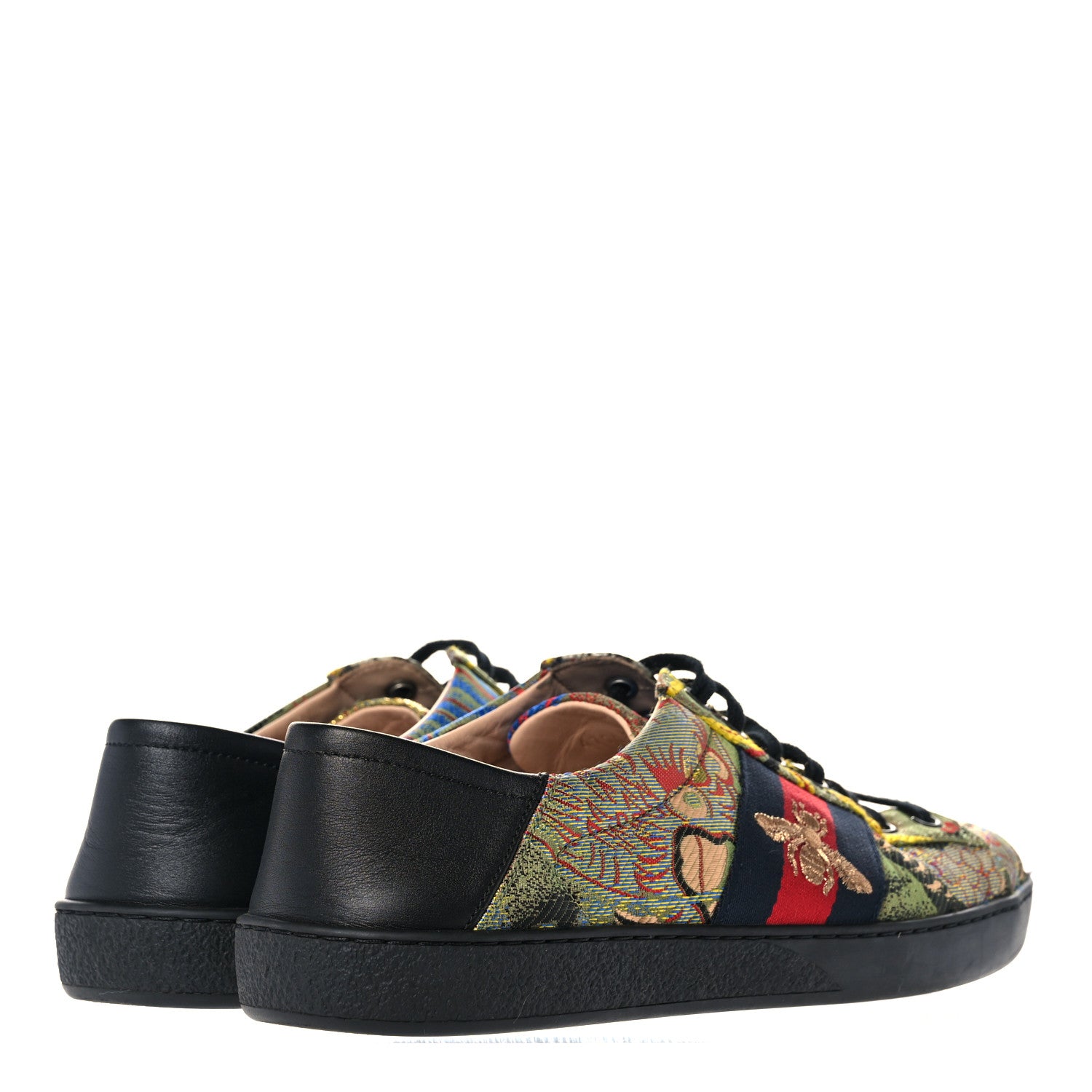 Gucci Brocade Web Bee Mens Ace Sneakers 7.5 Black Multicolor 4 of 10