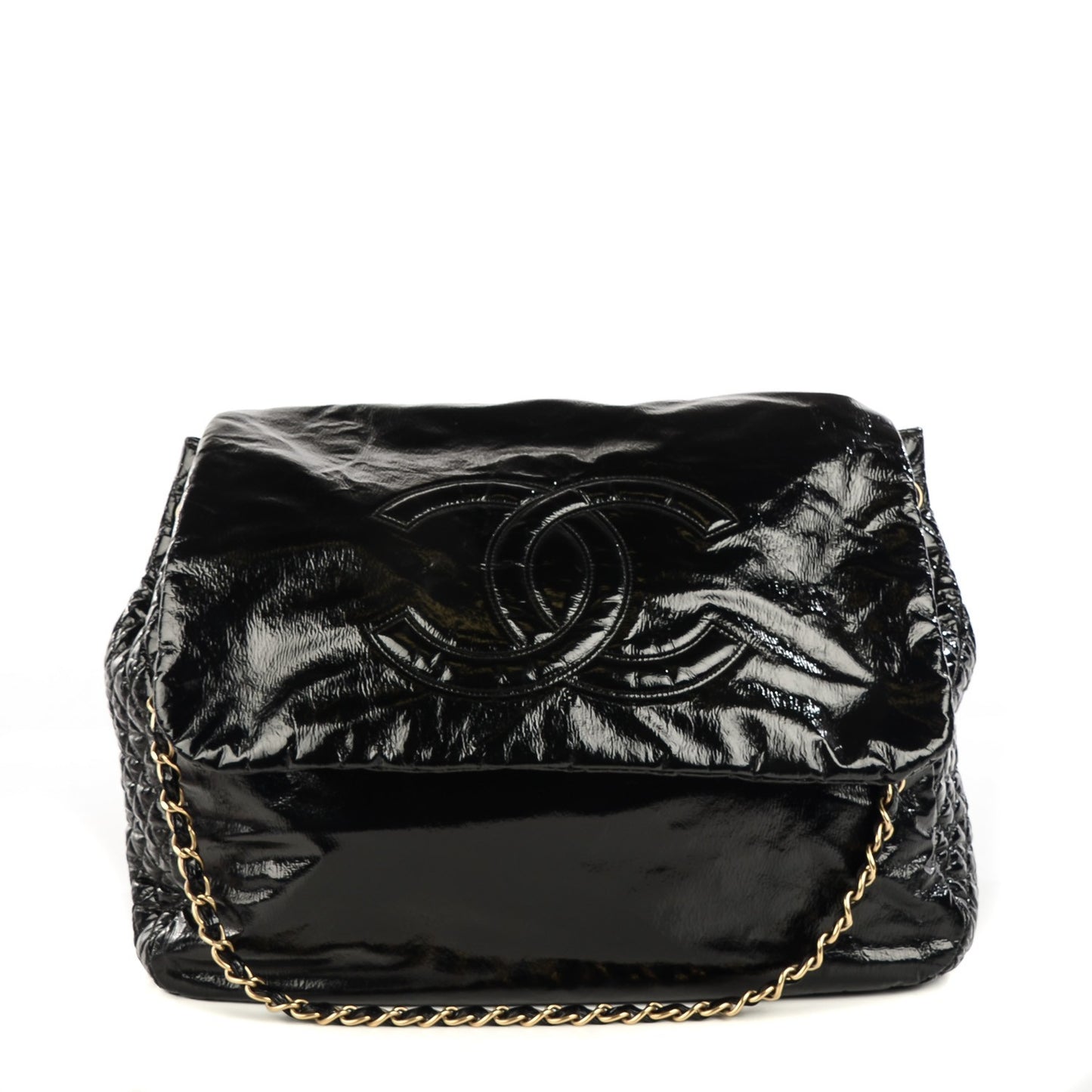 Vinyl Rock and Chain Large Flap Black