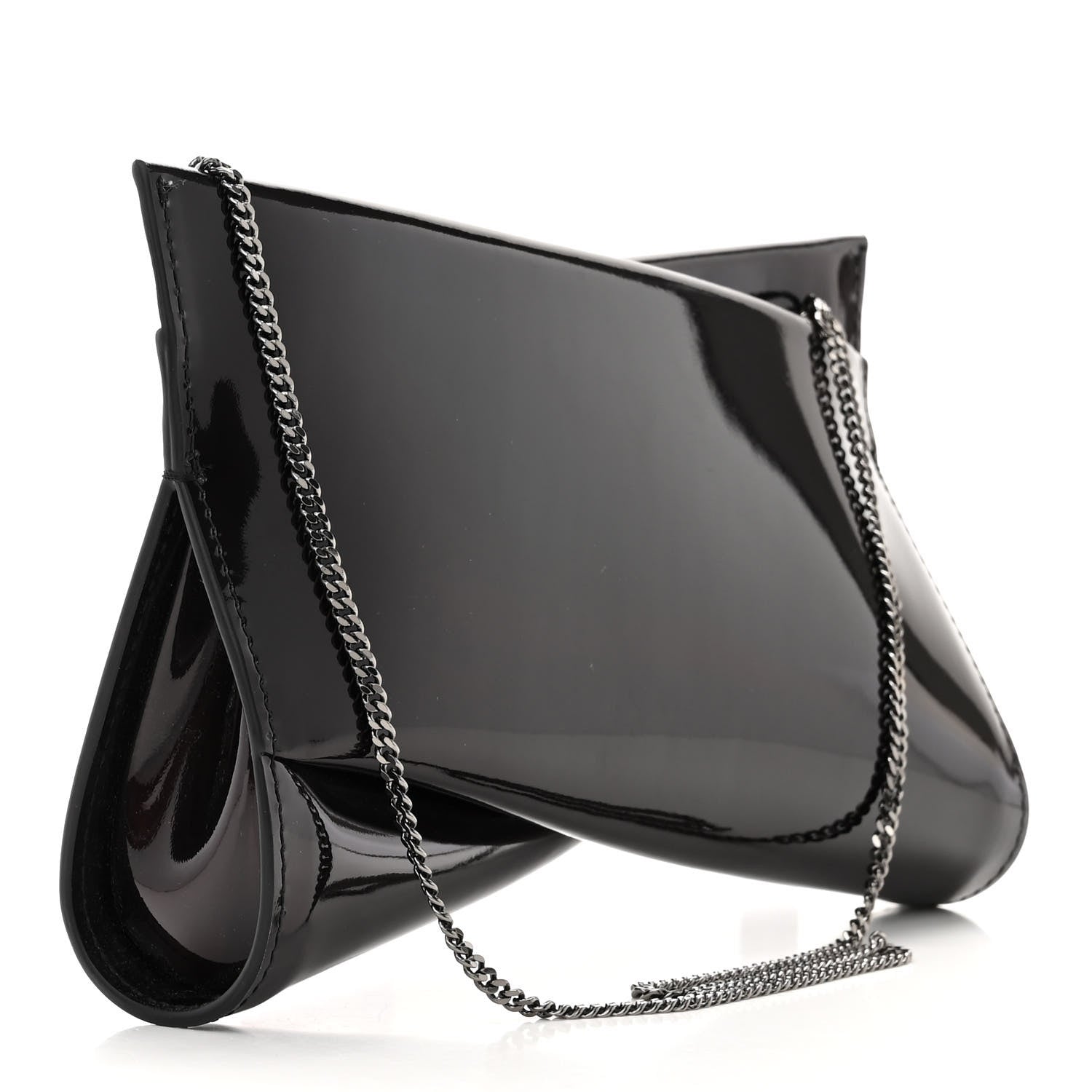 Christian Louboutin Metallic Patent Psychic Small Loubi Twist Zip Chain Clutch Bag Studio Black 3 of 10