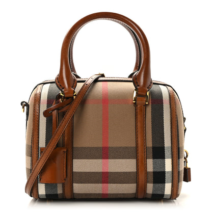 Burberry House Check Bridle Calfskin Small Alchester Bowling Bag Dark Tan 1 of 11