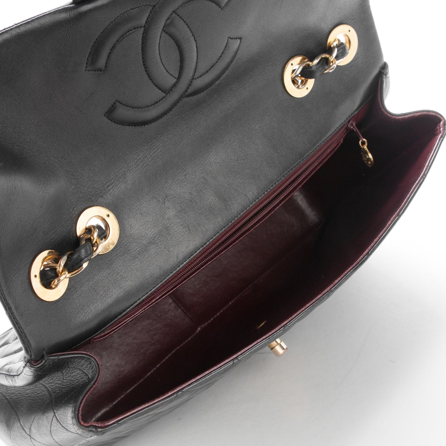 Lambskin Quilted XL Jumbo Single Flap Black