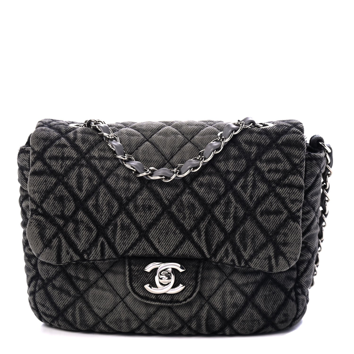 Chanel Washed Denim Quilted Small Denimpression Flap Grey Black 1 of 4