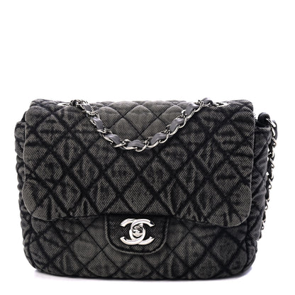 Chanel Washed Denim Quilted Small Denimpression Flap Grey Black 1 of 4