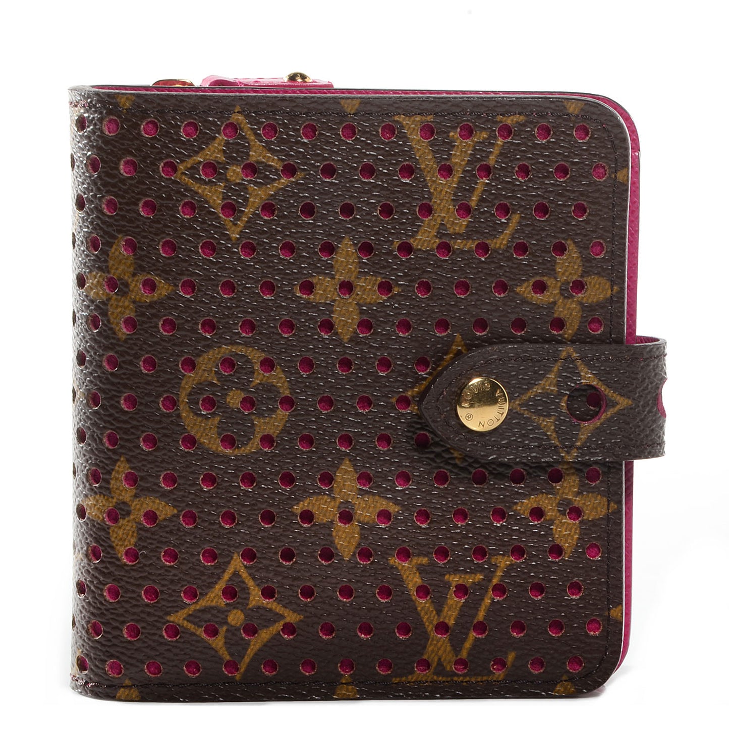 Monogram Perforated Compact Zipped Wallet Fuchsia