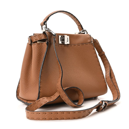 Fendi Cuoio Romano Selleria Bi-Color Mini Peekaboo Iconic Satchel Mou Milk 3 of 10