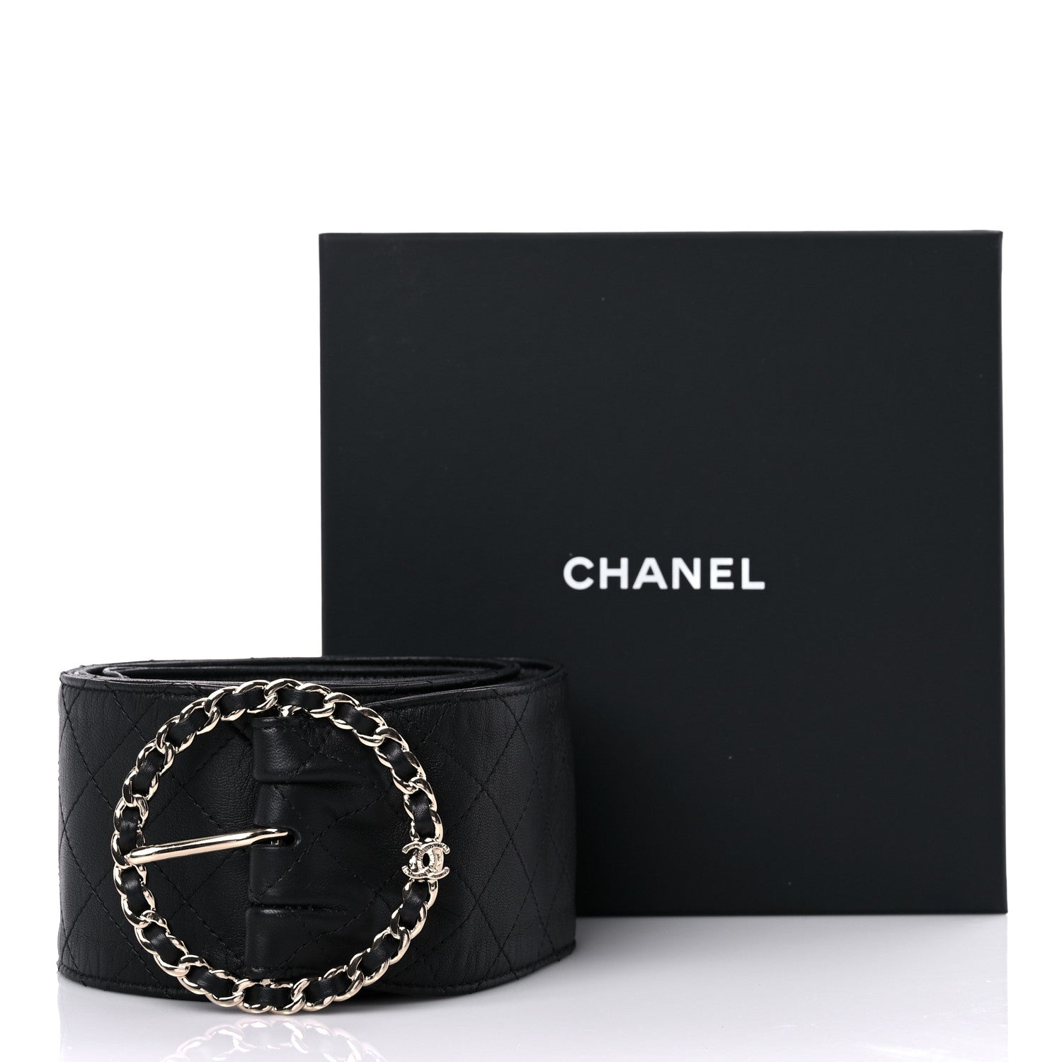 Chanel Lambskin Stitched Chain Belt 95 38 Black 7 of 7