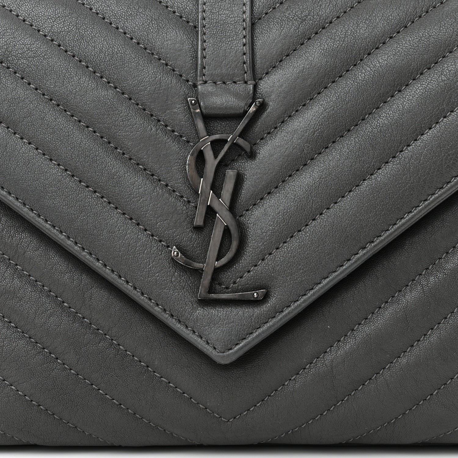 Saint Laurent Sheepskin Matelasse Chevron Monogram Medium College Bag Storm 8 of 12