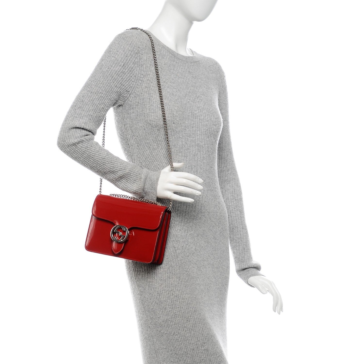 Gucci Shade Lux Calfskin Small Interlocking Shoulder Bag Hibiscus Red 2 of 7