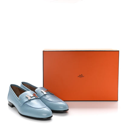 Hermes Goatskin Paris Loafers 37 Bleu Dorset 11 of 11
