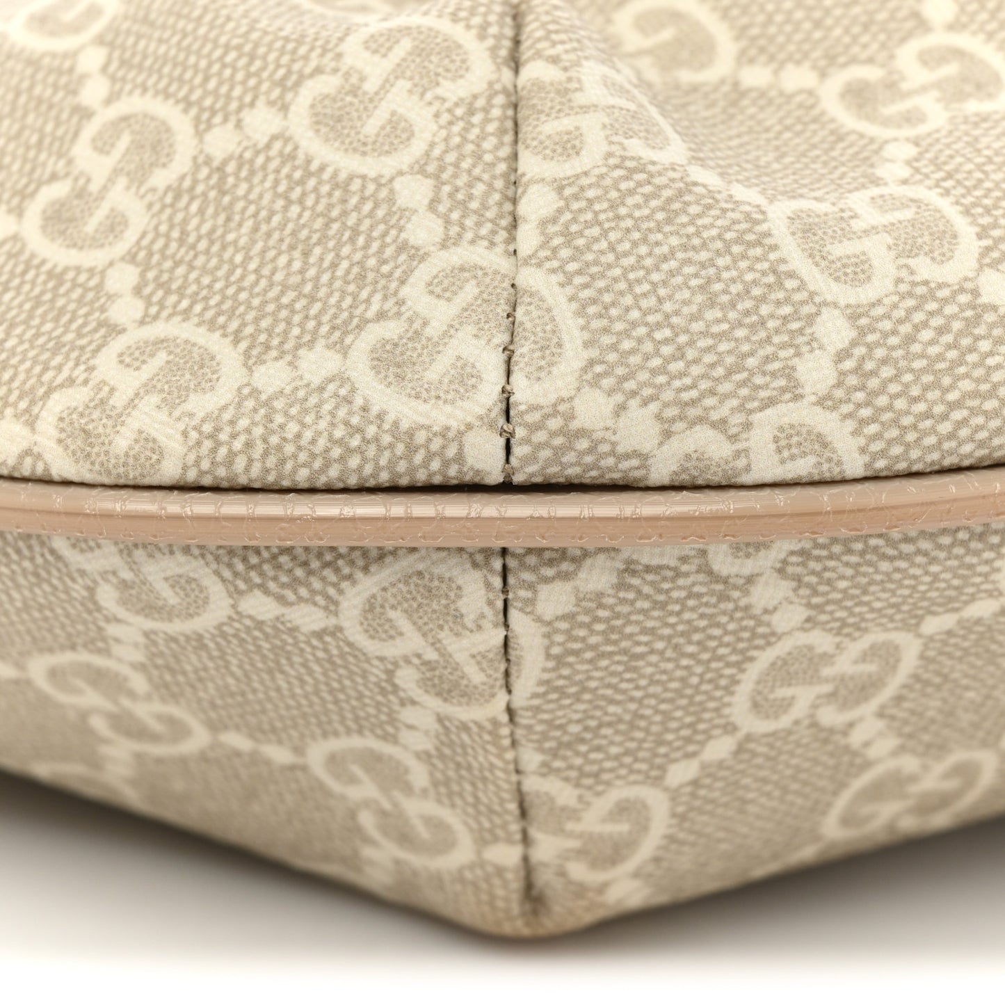 GG Supreme Monogram Textured Dollar Calfskin Web Small Ophidia Half Moon Hobo Beige Mystic White Oatmeal