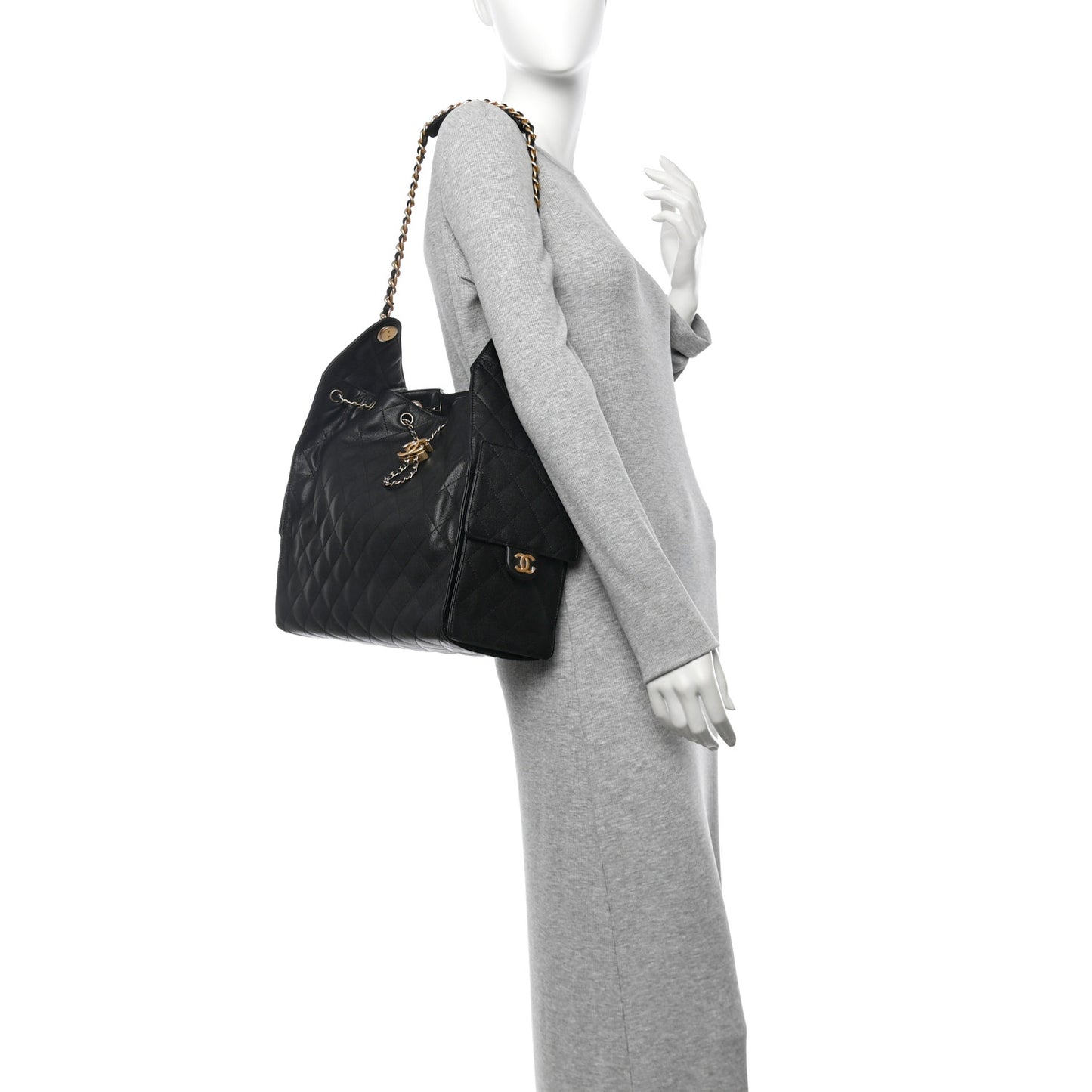 Caviar Quilted Medium Chanel 25 Handbag Black