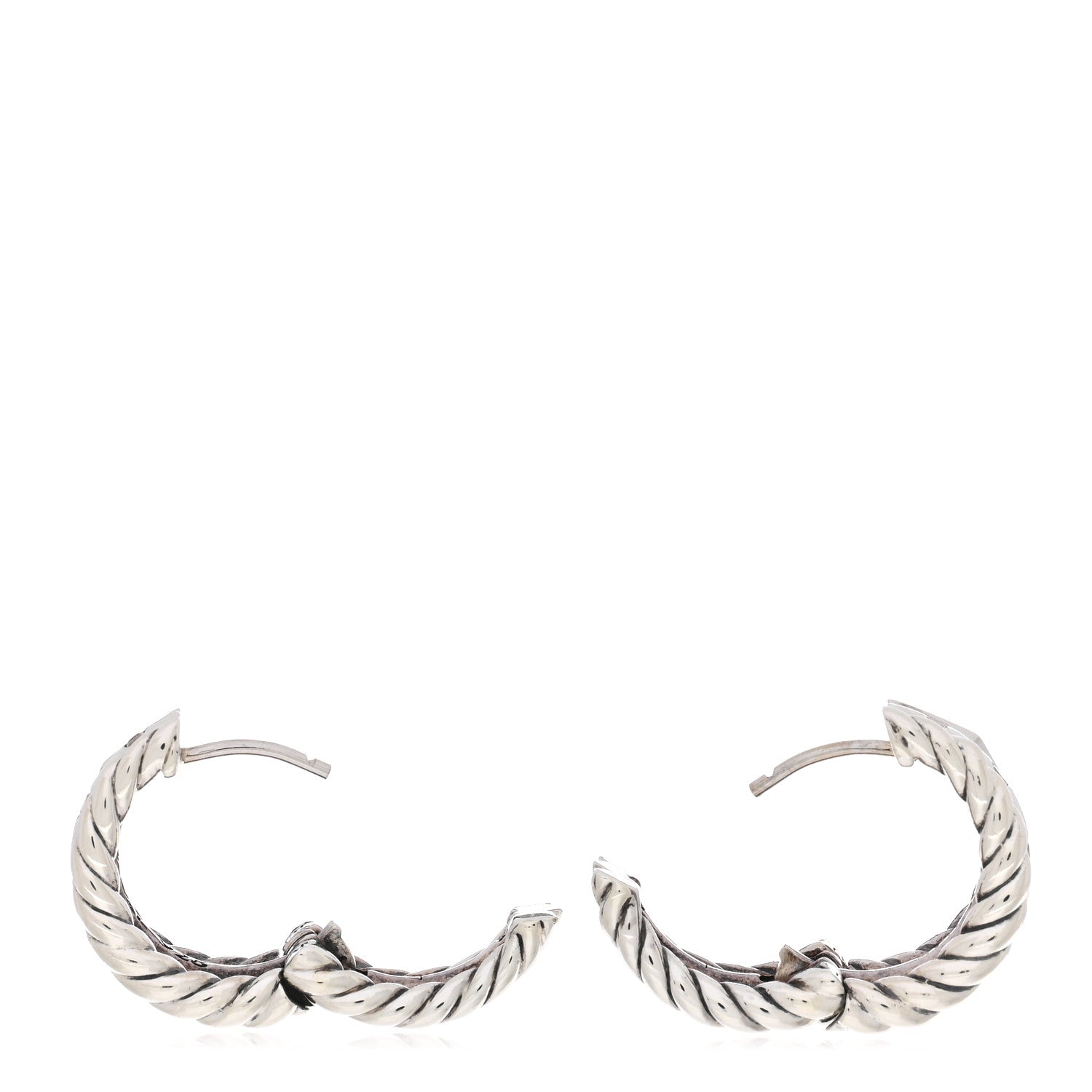 David Yurman Sterling Silver Diamond Stax Hoop Earrings 3 of 4