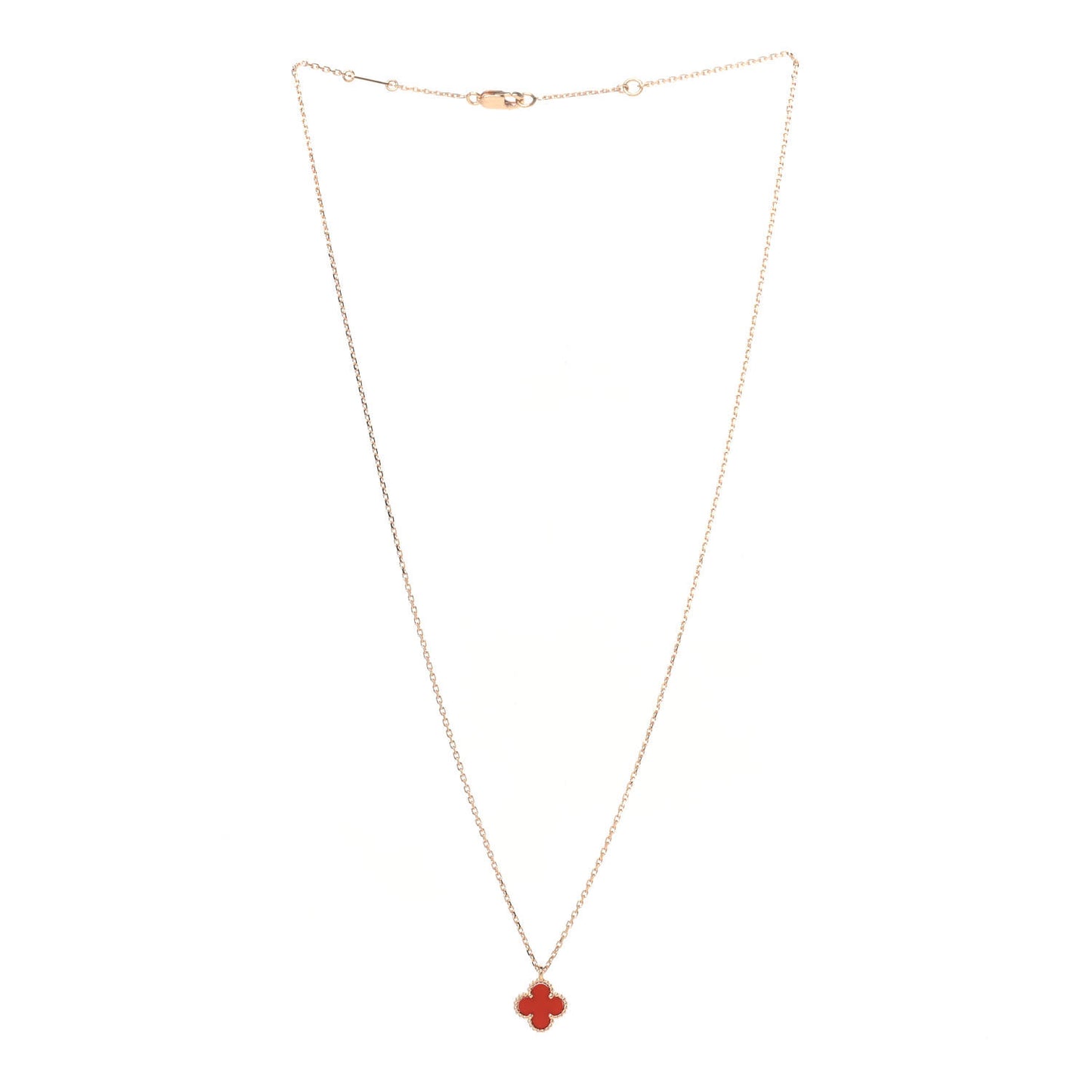 18K Rose Gold Carnelian Sweet Alhambra Pendant Necklace