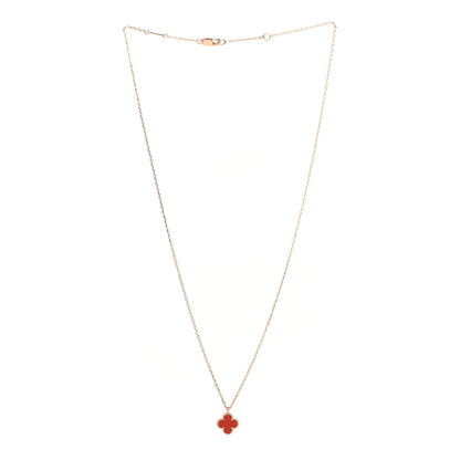 Van Cleef & Arpels 18K Rose Gold Carnelian Sweet Alhambra Pendant Necklace 3 of 6